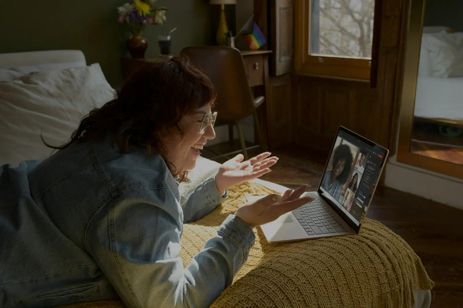 A patient on a telehealth video visit from home